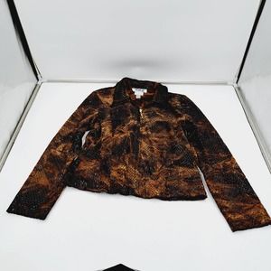 Ribkoff Trends Veston Jacket Full Zip long sleeve Brown Black Snakeskin Print 10